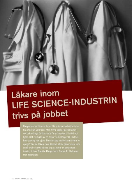 Läkare inom Life science-industrin trivs på jobbet - Haeger & Partner