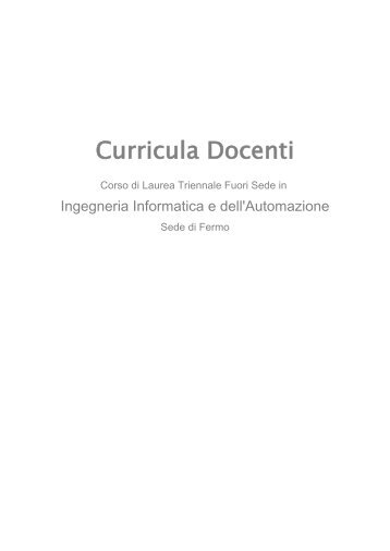 270 - Curriculum Docente (da Pubblicare con GUIDA) - Facoltà di ...