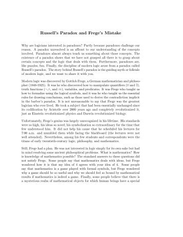 Russell's Paradox and Frege's Mistake - Smith College Department ...