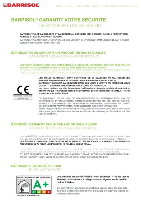 QUALITE, SANTE & SECURITE - Barrisol