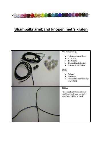 Shamballa armband knopen met 9 kralen - Kralen-Studio