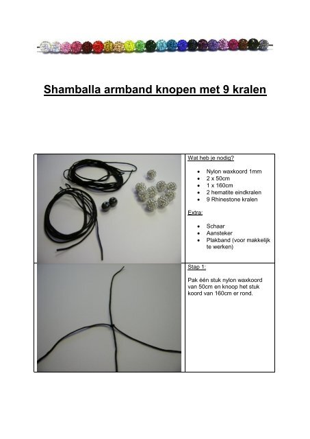 Shamballa armband knopen met 9 kralen - Kralen-Studio