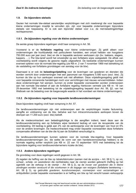 Fiscaal memento oktober 2012 - FOD Financiën