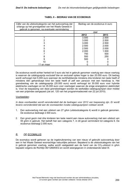 Fiscaal memento oktober 2012 - FOD Financiën