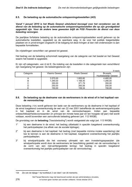 Fiscaal memento oktober 2012 - FOD Financiën