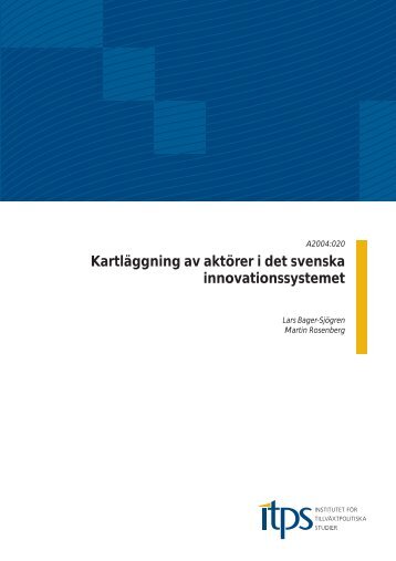 Kartläggning av aktörer i det svenska innovationssystemet