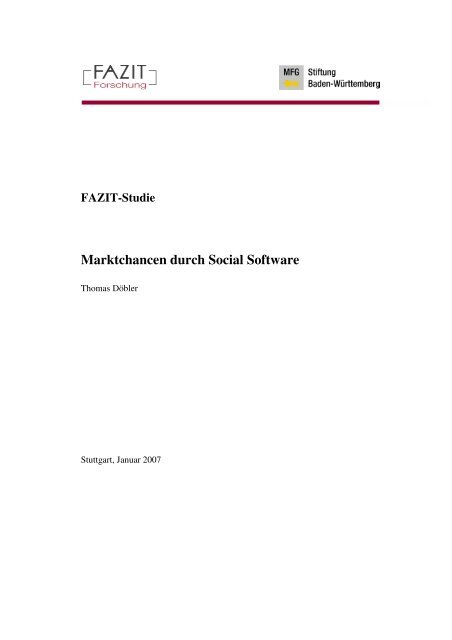 Marktchancen durch Social Software - Fazit Forschung