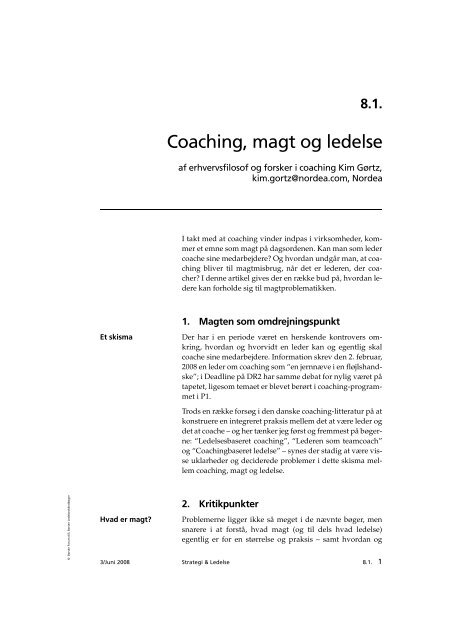 Coaching, magt ledelse Copenhagen Coaching Center