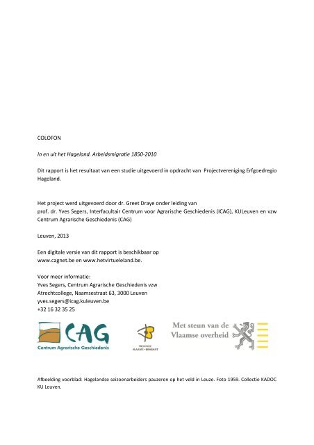 In en uit het Hageland Arbeidsmigratie 1850-2010 - Centrum ...