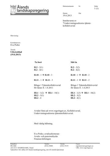 Undervisningssektorns tjänstekollektivavtal - Åland