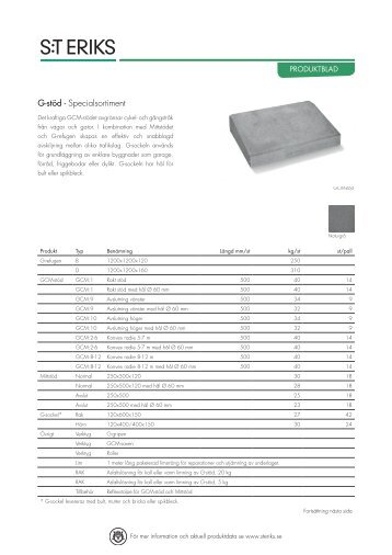 G-stöd specialsortiment produktblad (pdf, 902kb) - S:t Eriks