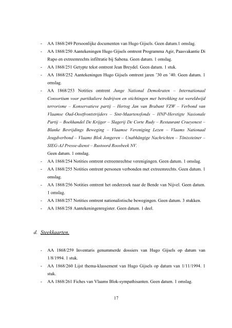 AA 1868 en AA 1986 Archief en documentatie Hugo Gijsels