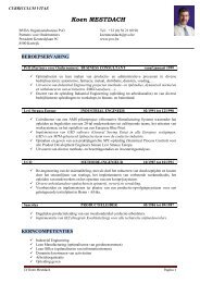 CURRICULUM VITAE of KOEN MESTDACH - Flanders Synergy