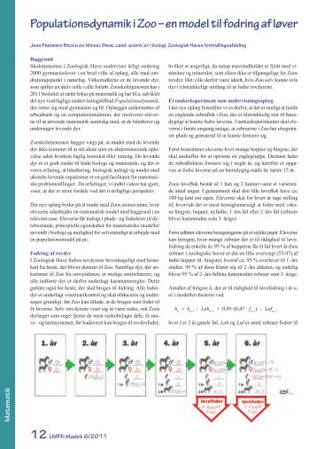 Populationsdynamik i Zoo – en model til fodring af løver - LMFK