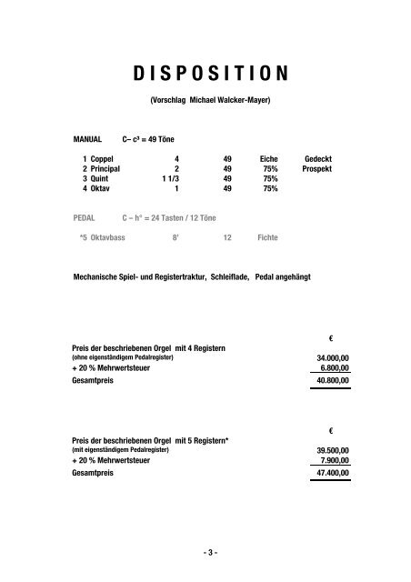 Angebot - Orgelbau Walcker-Mayer