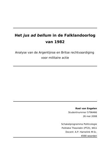 Het jus ad bellum in de Falklandoorlog van 1982 - Boekje Pienter