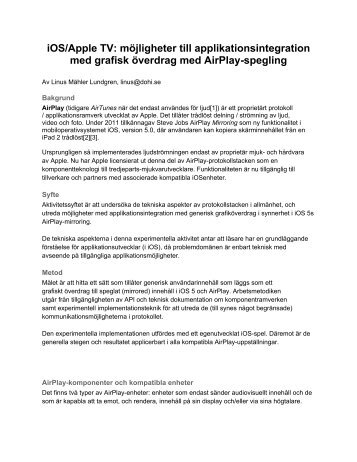 iOS/Apple TV: möjligheter till applikationsintegration med grafisk ...