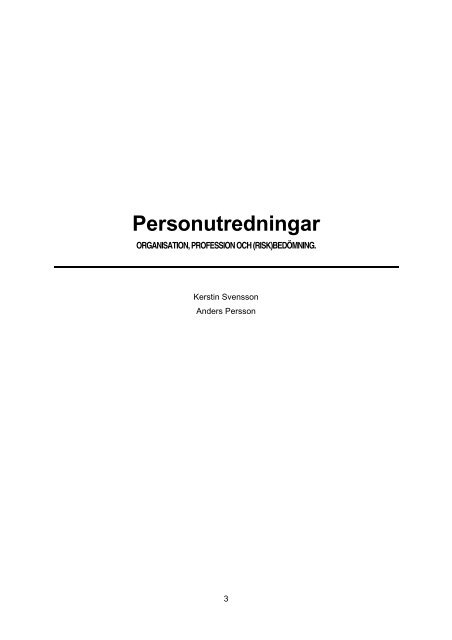 Personutredningar - Kriminalvården