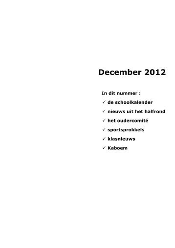 maandberichten december 2012 - Basisschool Broeders Nieuwstraat