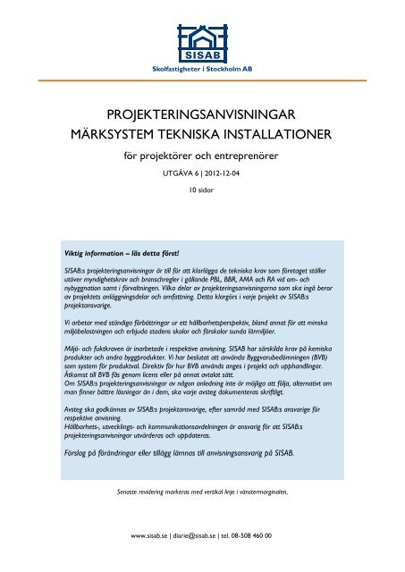 PROJEKTERINGSANVISNINGAR MÄRKSYSTEM TEKNISKA ...