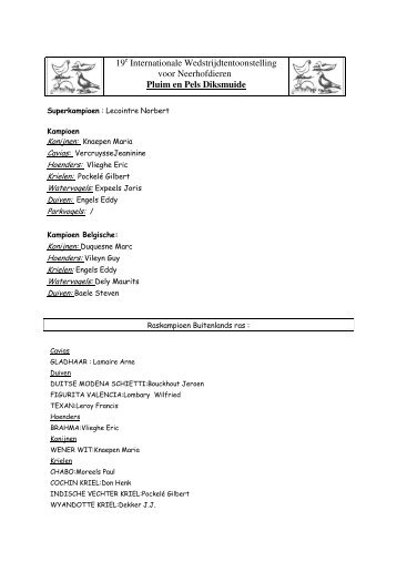 19 Internationale Wedstrijdtentoonstelling voor Neerhofdieren Pluim ...