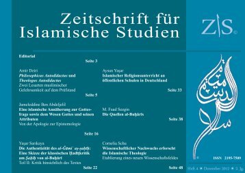 Zeitschrift für Islamische Studien 4. Ausgabe