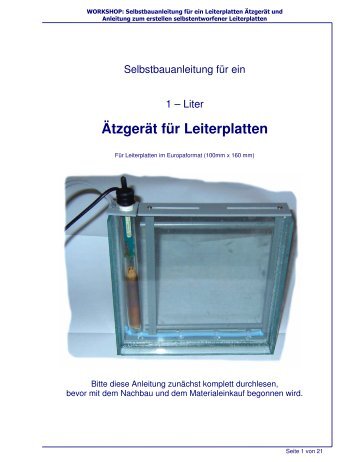 Ätzgerät für Leiterplatten - Roboternetz.de