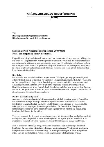 Synpunkter på regeringens proposition 2003/04:51 - Skärgårdarnas ...