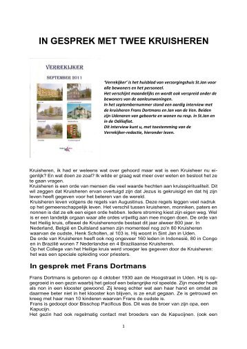 IN GESPREK MET TWEE KRUISHEREN - Kruisheren Uden