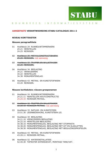 Aangepaste verantwoording STABU-Catalogus 2011-2
