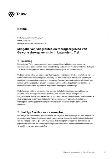 Mitigatie van vliegroutes en foerageergebied van ... - Gemeente Tiel