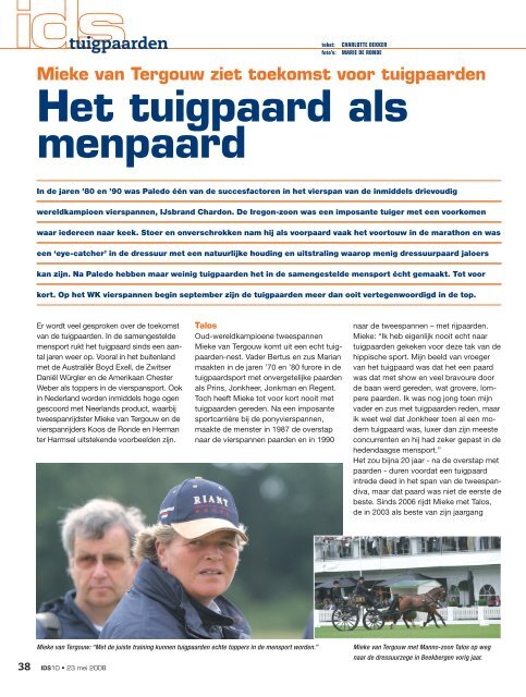 'Het tuigpaard als menpaard' (IdS 10, 2008) - Tuigpaarden.net