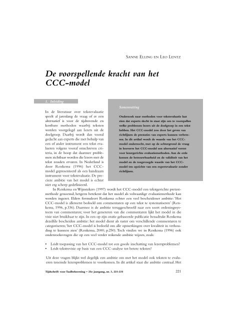 De voorspellende kracht van het CCC-model - Taalbeheersing