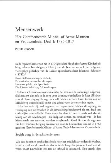 of Arme Mannen- en Vrouwenhuis. Deel I - Historische vereniging ...