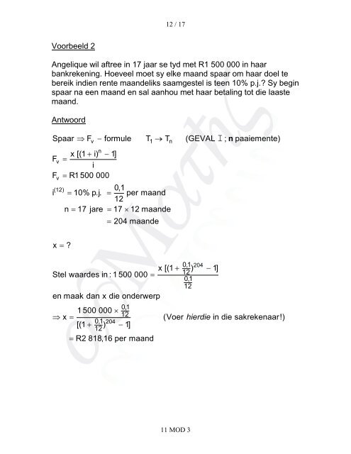 n Toekomstige waarde a - AdMaths