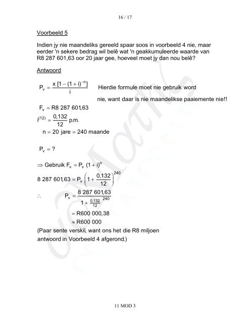 n Toekomstige waarde a - AdMaths