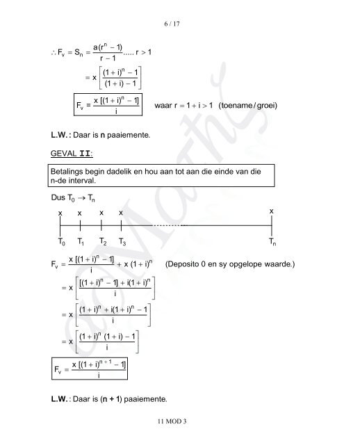 n Toekomstige waarde a - AdMaths