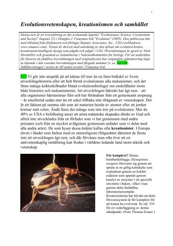 Evolutionsvetenskapen, kreationismen och samhället. 2005