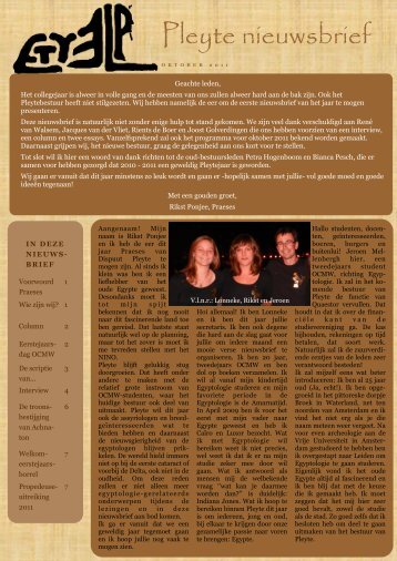 oktober 2011 - Egyptologisch Dispuut Pleyte - Universiteit Leiden