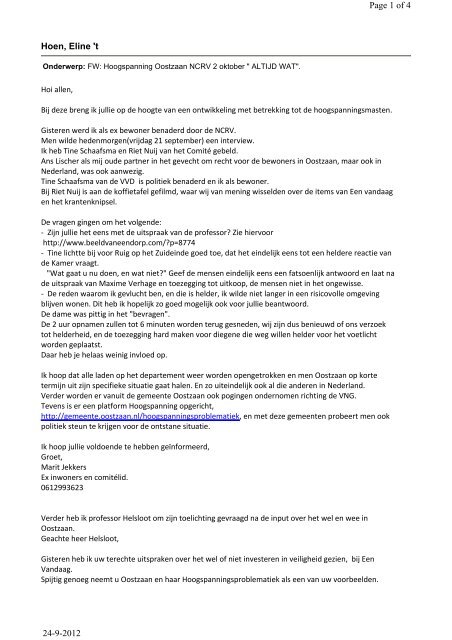 Hoen, Eline 't Page 1 of 4 24-9-2012 - Gemeente Oostzaan
