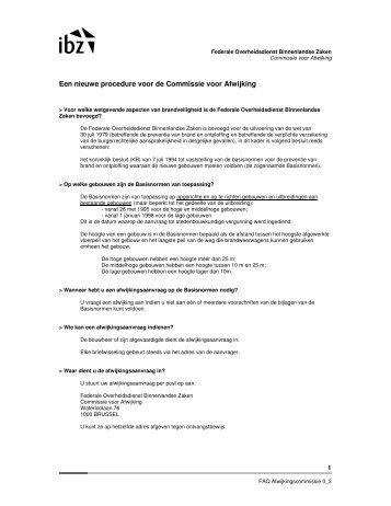 Een nieuwe procedure voor de Commissie voor Afwijking - Federale ...