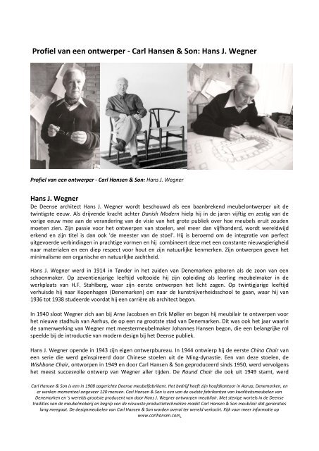 Profiel van een ontwerper - Carl Hansen & Son: Hans J. Wegner