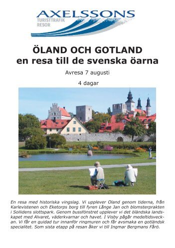 ÖLAND OCH GOTLAND en resa till de svenska ... - Axelssons Resor