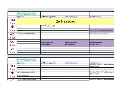 jaarplanning - De Meergronden