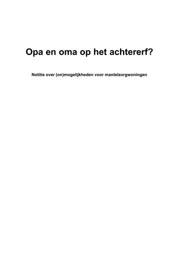 Opa en oma op het achtererf? - Expertisecentrum Mantelzorg