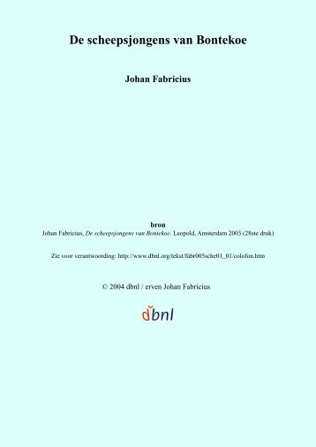 De scheepsjongens van Bontekoe (Fabricius)