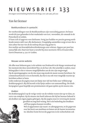 Nieuwsbrief 133.indd - Drukwerk in de Marge