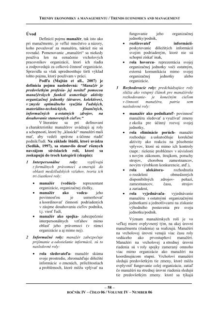 Stáhnout toto číslo ve formátu PDF - Fakulta podnikatelská - Vysoké ...