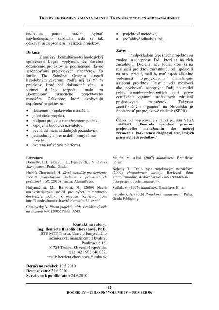 Stáhnout toto číslo ve formátu PDF - Fakulta podnikatelská - Vysoké ...