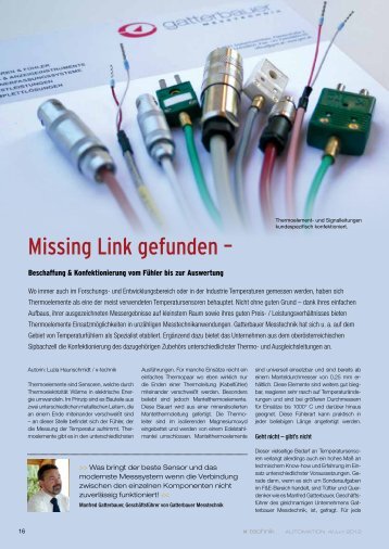 Missing Link gefunden – - Gatterbauer Messtechnik